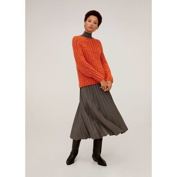 Mango Chunky Knit Sweater New Orange New - Picture 8 of 8